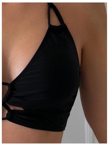 GORGLITTER Women's Halter Neck Bikini Tops Criss Cross Cut Out Bathing Suit Top Sexy Going Out Tops3