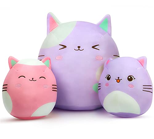 16'' And 8'' Cute Cat Plush Toys Stuffed Animal, 3 Pack Soft Kitten Plushies Toy Pillows Dolls Birthday Gift For Kids Girls Boys Throw Sleeping Hugging Pillow Sofa Cushion Home Decor #TOP3