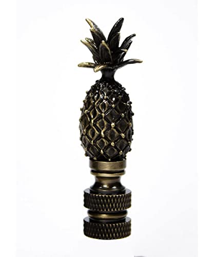 Image of Tall Pineapple Lamp Finial Antique Brass Metal 2.5 inchh