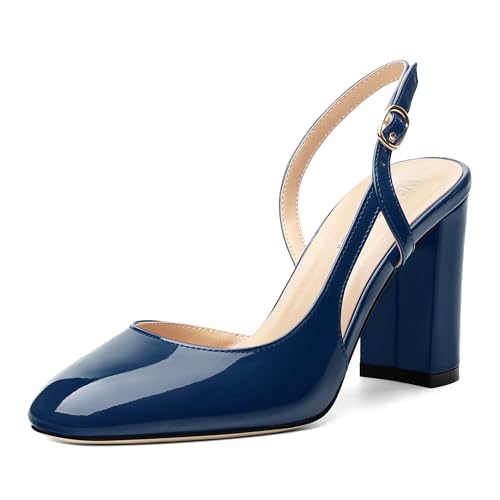 Womens Slingback Shoes Closed Round Toe High Heels Shoes Fashion Women's Pumps Shoes for Party Dress Wedding Office