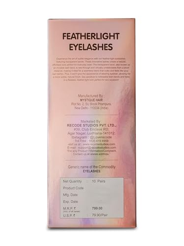 Image of Recode RE07 Featherlight Faux Mink Eyelashes-Transparent Band,10 Pairs