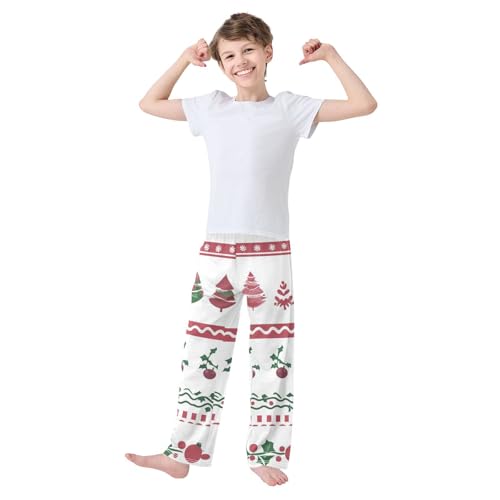 Boys' Pants Christmas Flowers Leaves Tree Long Bottoms Jogger Pants Elastic Waist Trousers with Pockets S-XL2