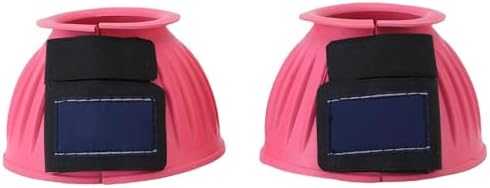 aqxreight Horse Bell Boots Pair Rubber Hoof Protectors for Riding & Training, Secure Fit Equestrian Boots, Comfortable Equine Leg for Horses (Pinkish) — view 5