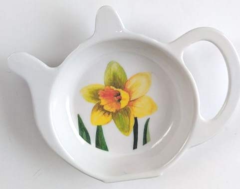 White Leonardo Collection Daffodil Flower Melamine Teabag Holder
