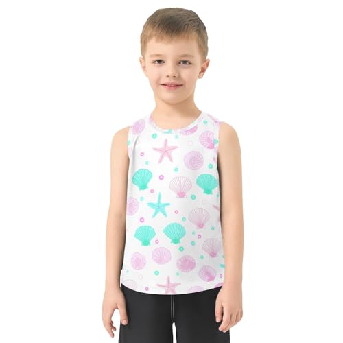 J JOYSAY Seashell Starfish Circle Boys Tank Top Sleeveless Muscle Shirts Quick Dry Kids T-Shirts 3-15T2