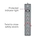 GE 6-Outlet Surge Protector, 8 Ft Extension Cord, Power Strip, 800 Joules, Flat Plug, Twist-to-Close Safety Covers, UL Listed, Gray, 61344