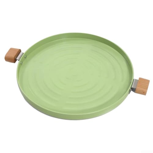 Sartén para parrilla al aire libre, 28CM antiadherente BBQ Pliddle Plate, Aleación de aluminio Camping Cookware, Bandeja redonda de calidad para picnic y uso doméstico, Color verde