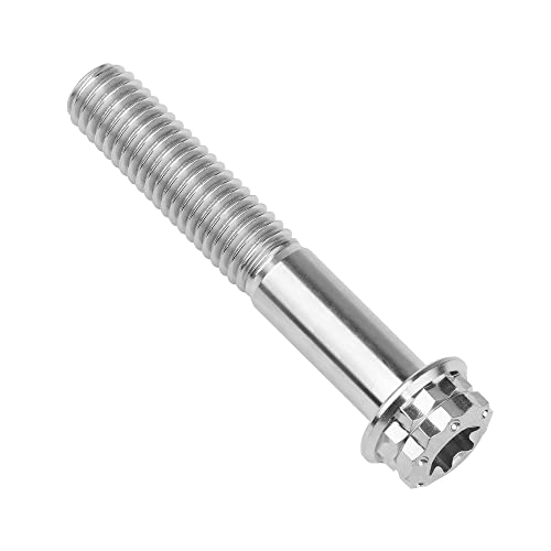 Image of Titanium Flange 12 Point Head M8 x15 20 25 30 35 40 45 50 55 60 65mm Screw Bolt Pack of 4 (M8x45mm, Normal Titanium)