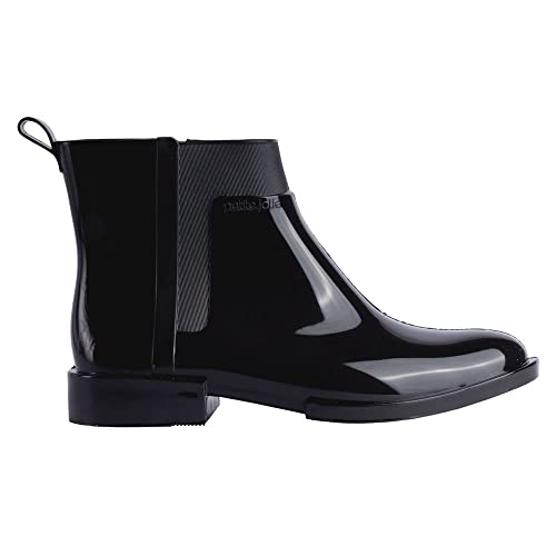 Bota Feminina Cano Curto Lobe Preta PJ5670 Petite Jolie Verniz - NOVA