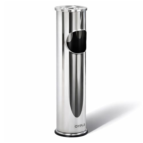 Oypla Free Standing Stainless Steel Ash Tray Cigarette Rubbish Bin