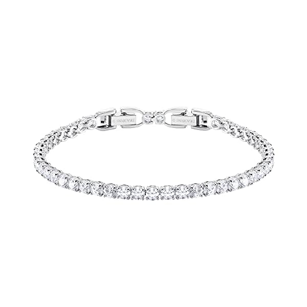 SWAROVSKI-Womens-Tennis-Deluxe-Bracelet-and-Necklace-Jewelry-Collection Swarovski Tennis Deluxe Collection Women's Tennis Bracelet, Sparkling Clear Crystals with Rhodium Plated Band