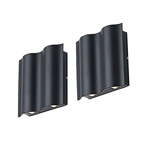 Image of Unique Arc Design LED Sconce Up and Down Lights Wall Sconces Waterproof Outdoor Wall Lights,Suitable for Gardens-2pack (3000K, 4LED)