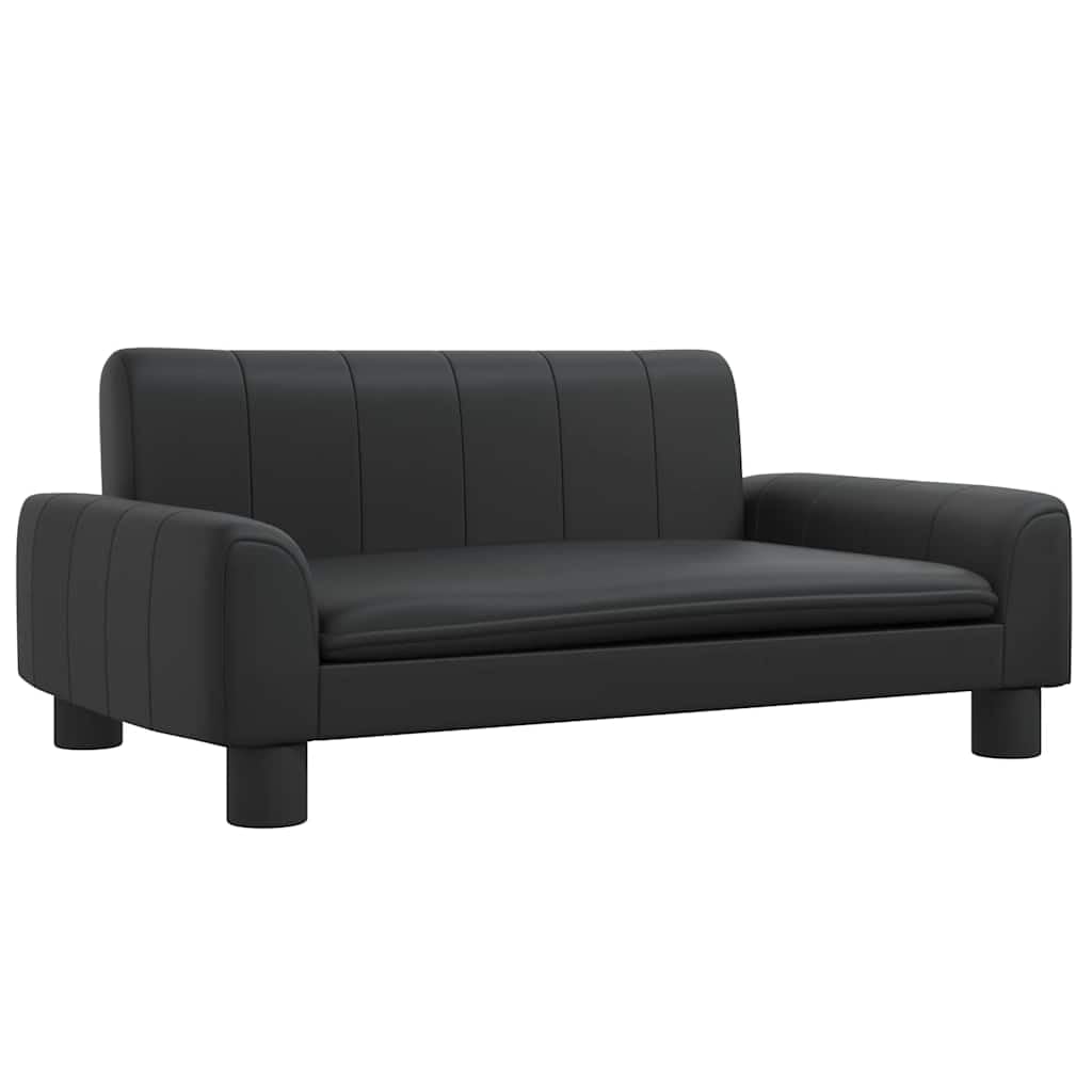 vidaXL Lit pour Chien, Canapé pour Animaux de Compagnie avec Cadre en Bois, Panier pour Chiots Maison Intérieur, Noir 70x45x30 cm Similicuir