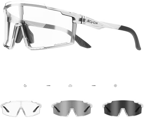 SCVCN Photochromic Cycling Glasses Sports Sunglasses for Men Women Mountain MTB Glasses UV Protection Driving Running S121