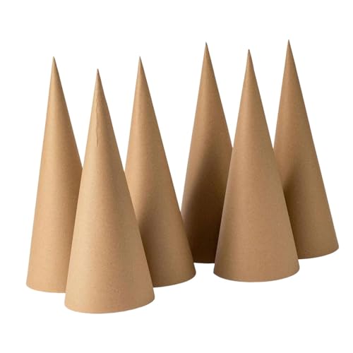 shamjina 6X Paper Mache Cones Open Bottom 12inch Centerpieces Crafts Cones Christmas Tree Decoration for Office Xmas Classroom