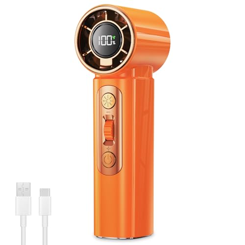 Nexpho Ventilador portátil, ventilador de mano, mini ventilador USB 3000mAh con 100 velocidades, pantalla digital y luz LED, ventilador portátil para verano, viaje y exterior