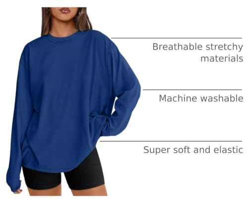 Image of Trendy Queen Womens Oversized Long Sleeve Shirts Fall Tops 2026 Basic Tees