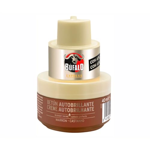 BÚFALO Crema con aplicador para zapatos marrones BUFALO 40 mililitros, paquete de 3