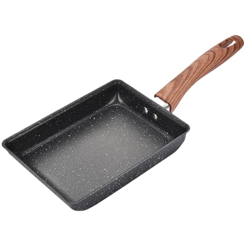 Xoeryoy Tamagoyaki Pan 5.9x7.5 pulgadas Pan de tortilla antiadherente cuadrada con mango de madera y agujero colgante para tortilla japonesa &&