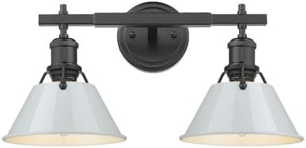 Golden Lighting 3306-BA2 BLK-DB Orwell - 2 Light Bath Vanity-9.88 Inches Tall and 18.25 Inches Wide, Finish Color: Matte Black, Shade Color: Dusky Blue