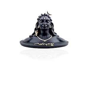 Lord Adiyogi Shiva Statue Mahadev Murti Home/Office Decor and Car Dash Board Maadi Lord Shiv Adiyogi Idol Dhyana Mudra Idol Shivji Showpiece Decorative Indian (Polyresin, Matte Black)