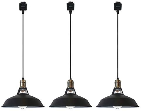 SKIVTGLAMP L-Type Track Lighting Pendants Restaurant Retro Black Iron Lampshade with Antique E26 Socket Lightolier Compatible Track Light 3 ft Industrial Customizable Rustic Cottage Style