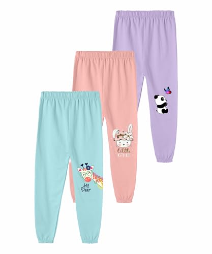 Image of SHODOX Girls Cotton Blend Printed Regular fit Track Pants (Pack of 3)