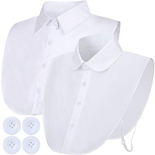 Scettar 2 Stücke Krageneinsatz Damen Mit Austauschbaren Tasten, Weiss Fake Kragen Für Anzug, Baumwolle Kragen Abnehmbare Für Frauenkleidung/Pullover