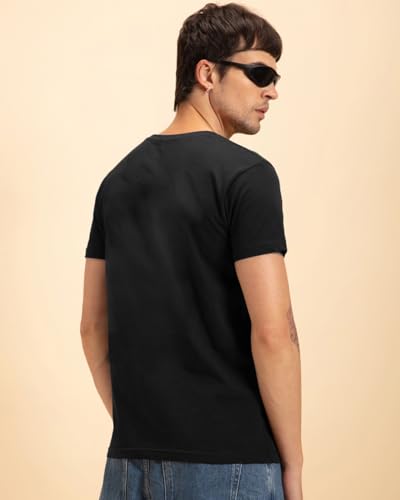Image of Bewakoof Men's Game Over Minimal Typography Hooded Half Sleeve T-Shirt