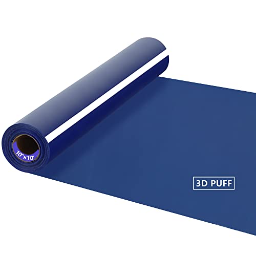 Image of RENLITONG 3D Puff HTV Rolls Heat Transfer Vinyl - 12 inch x 10ft Iron on Vinyl for Heat Press T-Shirt for All Cutter Machine Heat Transfer Design (10ft, 3D Puff Blue)