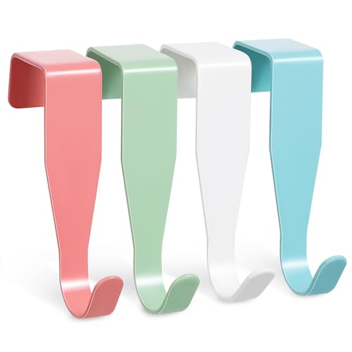CANIGHT 4 Ganchos Traseros para Puertas de Acero al Carbono Acabado Liso y Diseño Compacto, para Colgar en Dormitorios y Baños sin Necesidad de Taladrar Color Aleatorio