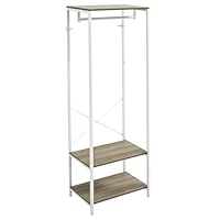 HOMCOM Coat Rack, 2-in-1 Clothes Stand with Shoe Storage, 168cm Free Standing Hall Tree with Hanging Rail and 2 Storage Shelves for Hallway, Entryway, Bedroom, Grey and White