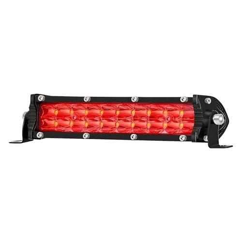 Red LED Light Bar 7 Inch Slim Light Bar Offroad Driving Fog Light Reverse Lights 12V-60V 60W 6000lm Combo Beam Ultra Slim LED Off Road Lightbar for Truck ATV UTV RV Mower Golf Cart Boat Ebike
