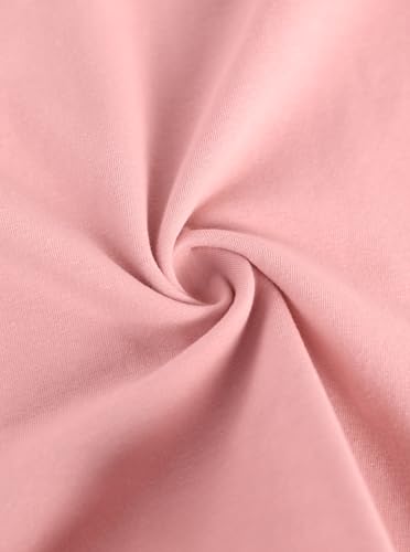 Image of Girls Summer Outfits Lettuce Trim Short Sleeve Shirt Heart Graphic Tees and Elastic Waist Short Sets Dusty Pink 9-10 Years