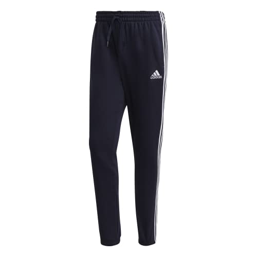 adidas Calça masculina Essentials Fleece afunilada com punho elástico 3 listras, Tinta lendária, XX-