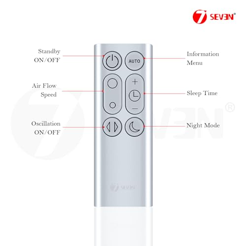 Image of 7SEVEN Compatible with Dyson Pure Cool Remote Control Suitable for DP01 DP03 TP02 TP03 Purifying Fan Model, Non Magnetic Remote Build with ABS Material Required CR2032 Battery