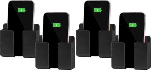 Image of CEI&BPY 2Pcs Phone Holder Wall Mounted, Phone Stand with Self Adhesive. Phone Holder for RV Charging.Compatible with iPhone and Android (2Pack-Black) (Pack of 2)