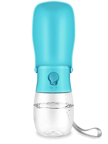 Dog Water Bottle Portable Pet Travel Bowl Foldable Dispenser For Walking Hiking, Puppy Accessories Dog Water Bottle With Activated Carbon Filter, Leak Proof, Food-Grade Materials(10 Oz,Blue) #TOP7