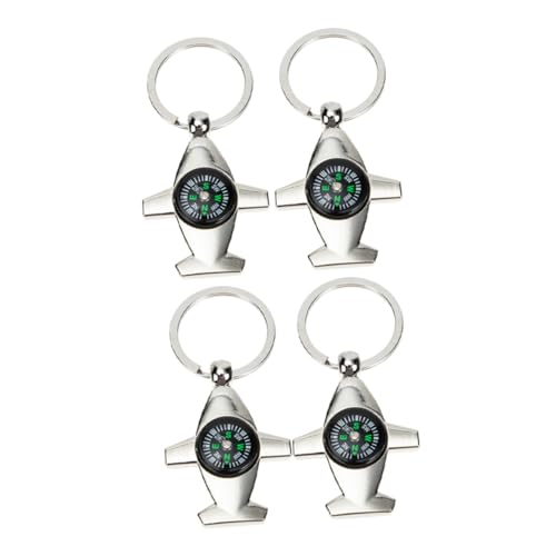 Set 4 piezas brújula llavero avión portátil metal miniatura 1
