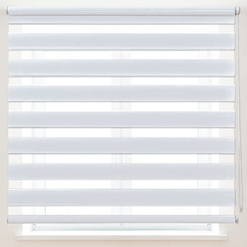 Dalina Textil Estor Enrollable de Doble Capa Noche y Día 120x180cm (Ancho x Largo), Tamaño de Tela 117x175cm(Blanco)