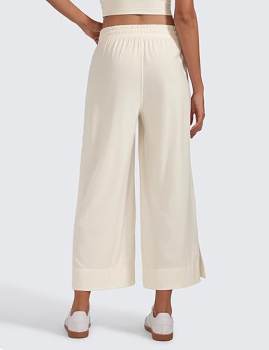 Image of CRZ YOGA Lightweight Wide Leg Crop Pants 25 inch | Casual, Travel, Comfy, Soft, Split, Loose Fit, Pockets, for Women