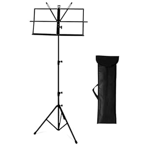 OcioDual Atril Metálico Plegable para Partituras de Música Viajes Desplazamientos Negro Soporte Ajustable Regulable Altura