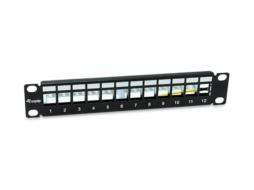 Panneau de brassage 10" Equip Keystone 12 ports noir pour centraliser les câbles RJ45