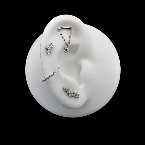 limerencia Hypoallergenic Titanium ASTM F136-18G 6mm 8mm 10mm Flat Back Internal Thread Stud Earring Piercing Jewelry for Tragus Helix Conch Cartilage Nose Lip(1pc)3