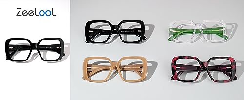 Image of Zeelool Oversized Square Glasses for Women Men with Non-prescription Clear Lens JGA962156-03 Tortoise