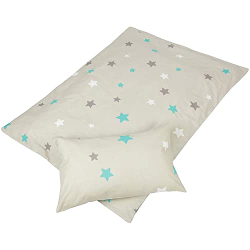 Kinder Betten-Set inkl. Bettwäsche 2-tlg (100x135cm / 40x60cm) Bettdecken Set, Bettbezug aus 100% Baumwolle - Steppbett waschbar bei 95°C