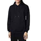 [Cailin Kailun] メンズ スウェットシャツ 長袖 無地 フード付き ゆったり 大きいサイズ 通勤通学 男女兼用 春秋冬服 ブラック XL