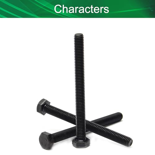 Image of M8x80mm Hex Screws Bolts Carbon Steel Fastener Rustproof Metric Fully Threaded Replace Bolt Black 5PCS