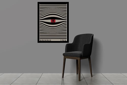 Image of BLINKART Vintage Bauhaus Retro Geometric Aesthetic Poster Gallery | Colorful Wrap Framed For Home Office Studio Living Room Modern Art Studio Decoration Abstract Shapes | (d94) | 13x10 Inch