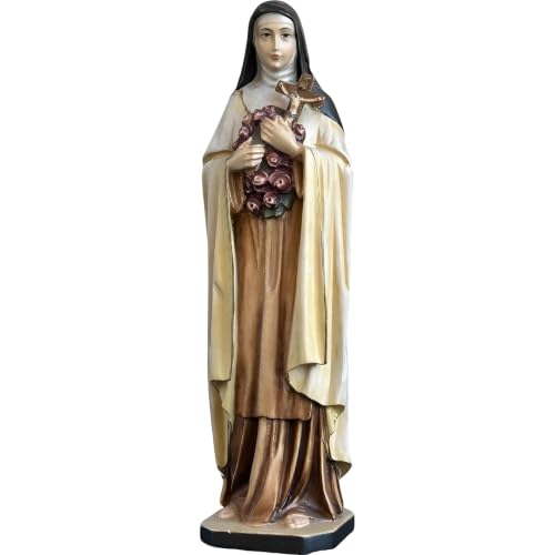 Sainte Thérèse de Lisieux en bois 20 cm sculptée main au Val Gardena